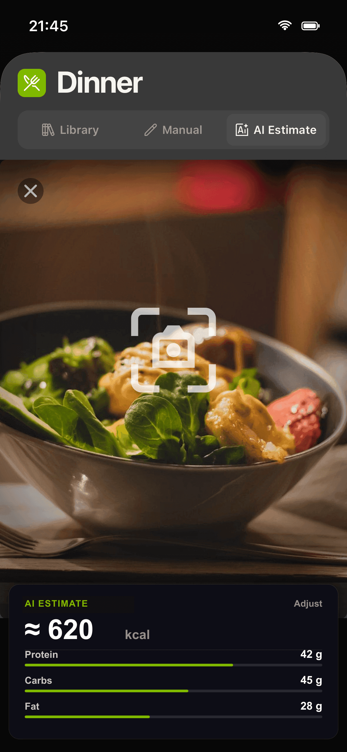 AI meal estimation